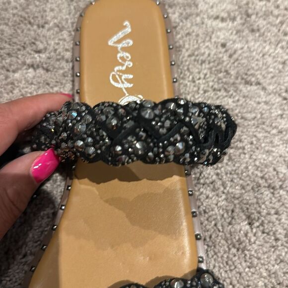 Very G Sparkle black Sandals! Size 10 like new - Picture 2 of 4